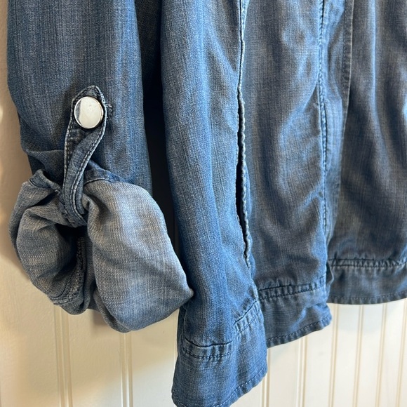 Chicos jacket coat zip-up blue jean size one embroidered birds - Picture 6 of 12